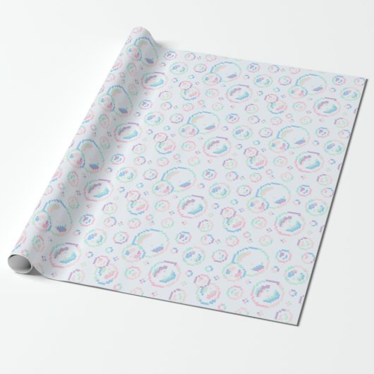 Pixel Soap Bubbles Pattern Geschenkpapier (Ungerollt)