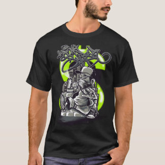 Pixel-Soldat-T-Shirt Neon-Grünes Aktionsdesign T-Shirt