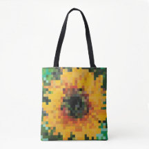 Pixel-Sonnenblume mit lebendigem Gelb und Grün