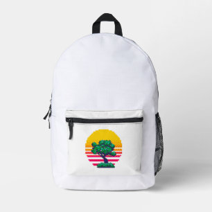 Pixel-Sonnenuntergangsbaum-Abenteuer Bedruckter Rucksack