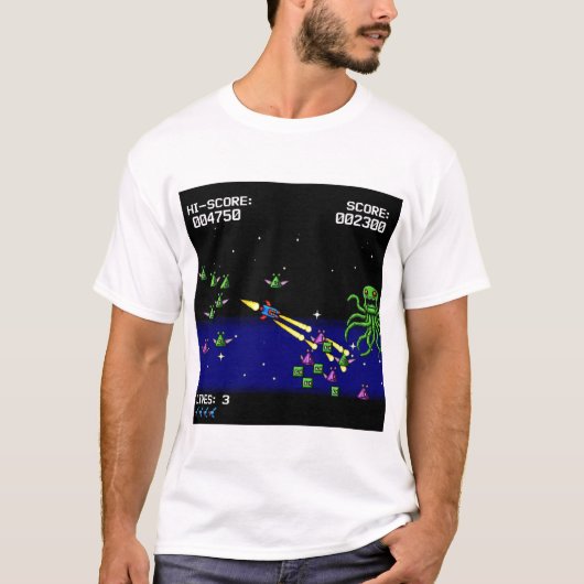 Pixel Starfighter T-Shirt -Retro Space Shooter Tee (Vorderseite)