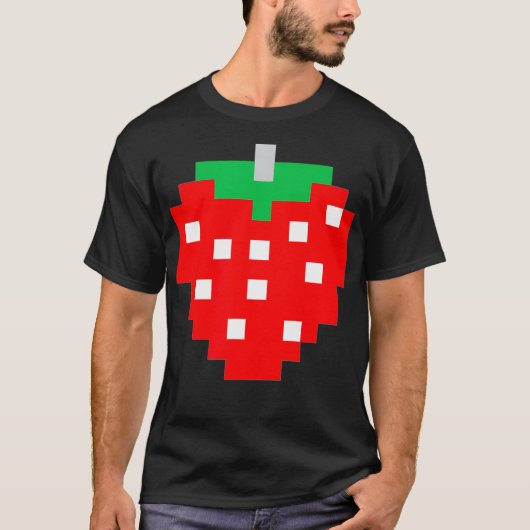 Pixel Strawberry 80s Video Game Halloween Costume  T-Shirt (Vorderseite)