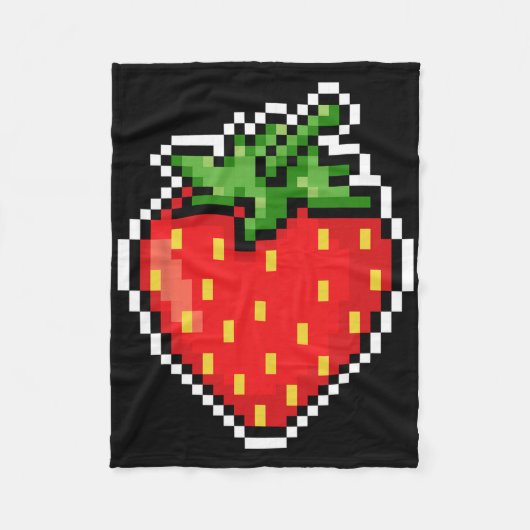 Pixel Strawberry 80s Video Game Halloween  Fleecedecke (Vorderseite)