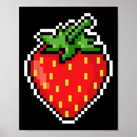 Pixel Strawberry 80s Video Game Halloween  Poster (Vorne)
