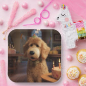Pixel-Style Goldendoodle Geburtstagspapier-Teller Pappteller (Party)