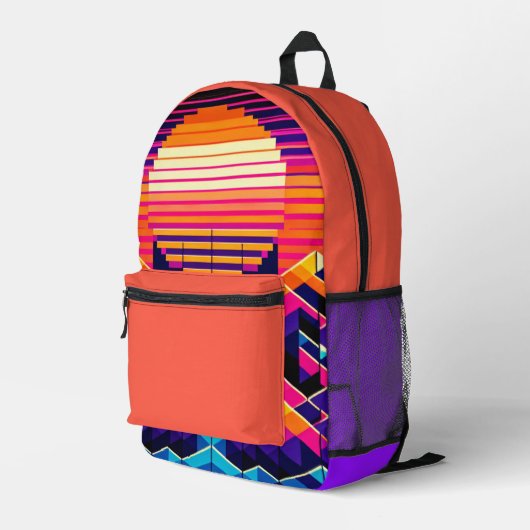 Pixel Sunset Bedruckter Rucksack (Rückseitige Ecke Rechts)