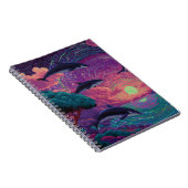 Pixel Sunset Dolphins Cosmic-Vortex-Notebook Notizblock (Rechte Seite)
