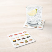 Pixel Sushi Coaster – Japanese Food Design Rechteckiger Pappuntersetzer (Vor Ort)