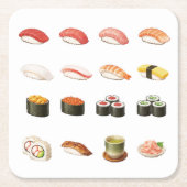 Pixel Sushi Coaster – Japanese Food Design Rechteckiger Pappuntersetzer (Vorderseite)