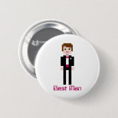Pixel-Trauzeuge - Kastanienbraun - Gewohnheit Button (Vorne & Hinten)