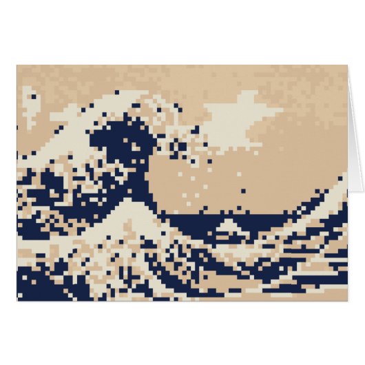 Pixel Tsunami 8 Bit Pixel Art Grußkarte (Vorderseite (Horizontal))