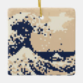 Pixel Tsunami 8 Bit Pixel Art Keramikornament (Vorderseite)