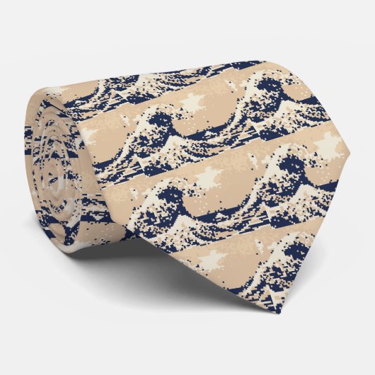 Pixel Tsunami 8 Bit Pixel Art Krawatte (Gerollt)