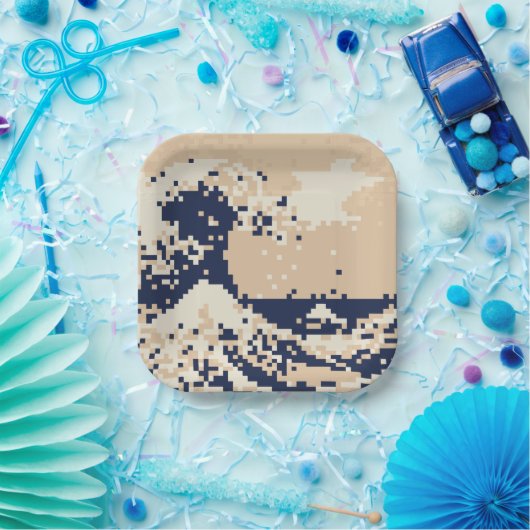 Pixel Tsunami 8 Bit Pixel Art Pappteller (Party)