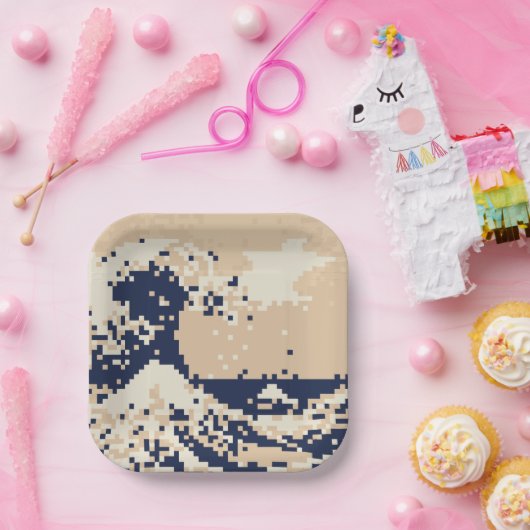 Pixel Tsunami 8 Bit Pixel Art Pappteller (Party)