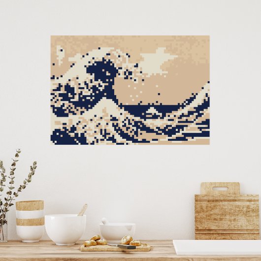 Pixel Tsunami 8 Bit Pixel Art Poster (Küche)