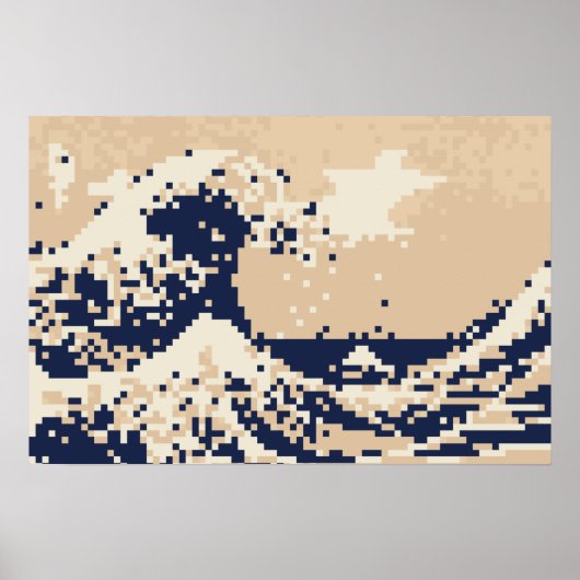 Pixel Tsunami 8 Bit Pixelkunst Poster (Vorne)