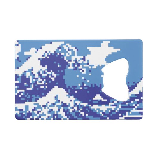 Pixel Tsunami Blau 8 Bit Pixel Art Geldbeutel Flaschenöffner (Vorderseite (Horizontal))