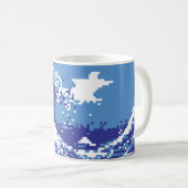 Pixel Tsunami Blau 8 Bit Pixel Art Kaffeetasse (VorderseiteRechts)