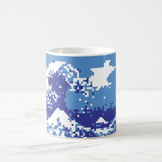 Pixel Tsunami Blau 8 Bit Pixel Art Kaffeetasse (Mittel)