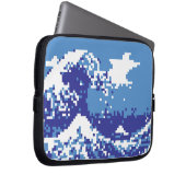Pixel Tsunami Blau 8 Bit Pixel Art Laptopschutzhülle (Vorne Rechts)