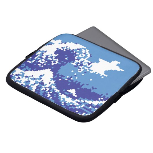 Pixel Tsunami Blau 8 Bit Pixel Art Laptopschutzhülle (Vorne Oben)