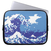 Pixel Tsunami Blau 8 Bit Pixel Art Laptopschutzhülle (Vorderseite)