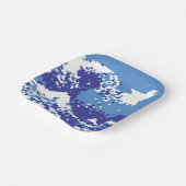Pixel Tsunami Blau 8 Bit Pixel Art Pappteller (Gewinkelt)