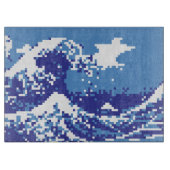 Pixel Tsunami Blau 8 Bit Pixel Art Schneidebrett (Vorderseite)