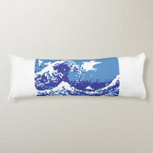 Pixel Tsunami Blau 8 Bit Pixel Art Seitenschläferkissen