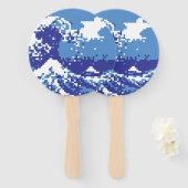 Pixel Tsunami Blue 8 Bit Pixel Art Fächer (Vorne und Hinten)