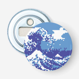 Pixel Tsunami Blue 8 Bit Pixel Art Flaschenöffner