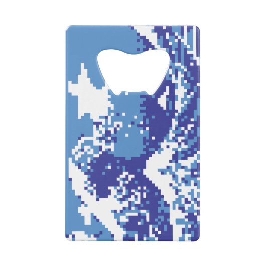 Pixel Tsunami Blue 8 Bit Pixel Art Geldbeutel Flaschenöffner (Vorderseite)
