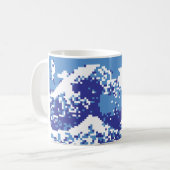 Pixel Tsunami Blue 8 Bit Pixel Art Kaffeetasse (Vorderseite Links)