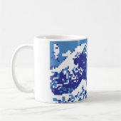 Pixel Tsunami Blue 8 Bit Pixel Art Kaffeetasse (Links)