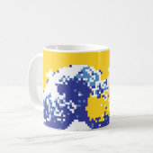 Pixel Tsunami Blue 8 Bit Pixel Art Kaffeetasse (Vorderseite Links)