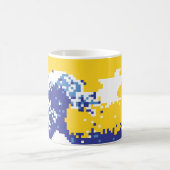 Pixel Tsunami Blue 8 Bit Pixel Art Kaffeetasse (Mittel)