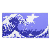 Pixel Tsunami Blue 8 Bit Pixel Art Kissenbezug (Rückseite-Links)