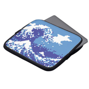 Pixel Tsunami Blue 8 Bit Pixel Art Laptopschutzhülle