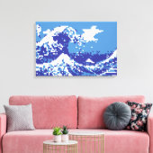 Pixel Tsunami Blue 8 Bit Pixel Art Leinwanddruck (Insitu (Wohnzimmer))