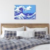 Pixel Tsunami Blue 8 Bit Pixel Art Leinwanddruck (Insitu (Schlafzimmer))