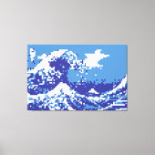 Pixel Tsunami Blue 8 Bit Pixel Art Leinwanddruck (Vorderseite)