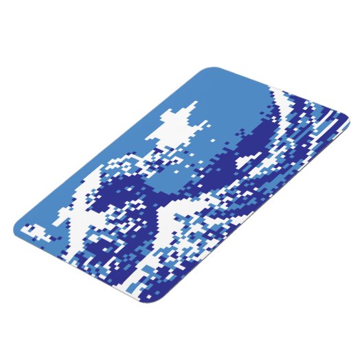 Pixel Tsunami Blue 8 Bit Pixel Art Magnet (Linke Seite)