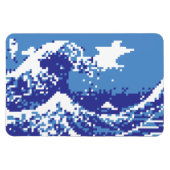 Pixel Tsunami Blue 8 Bit Pixel Art Magnet (Horizontal)