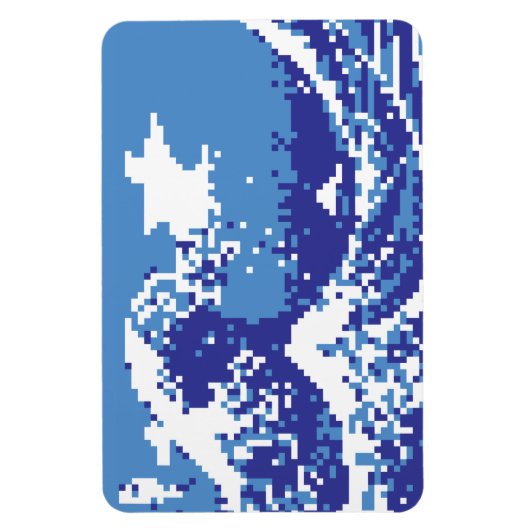 Pixel Tsunami Blue 8 Bit Pixel Art Magnet (Vertikal)