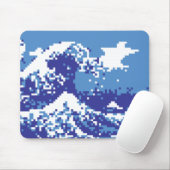 Pixel Tsunami Blue 8 Bit Pixel Art Mousepad (Mit Mouse)