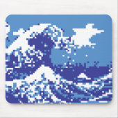 Pixel Tsunami Blue 8 Bit Pixel Art Mousepad (Vorne)