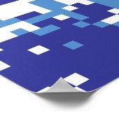 Pixel Tsunami Blue 8 Bit Pixel Art Poster (Ecke)