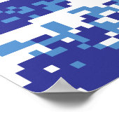 Pixel Tsunami Blue 8 Bit Pixel Art Poster (Ecke)
