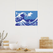 Pixel Tsunami Blue 8 Bit Pixel Art Poster (Küche)